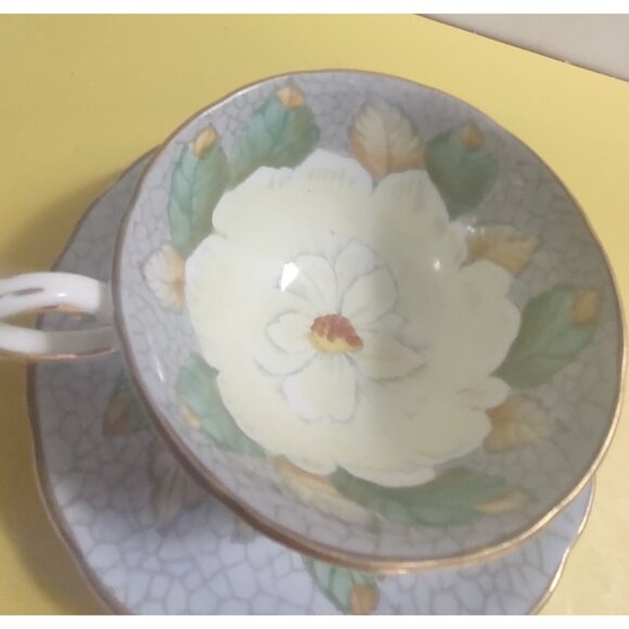 Vintage Tuscan England Gardenia Hand Painted Teacup and Saucer - Picture 3 of 14